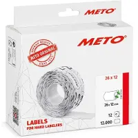 Meto Price labels 26x12 white remov.12 rls/1000
