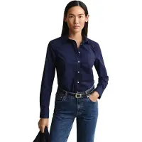 Gant for woman. 4300486 Navy blue poplin Slim Fit shirt (38), Casual, Cotton, Classic, Long sleeve
