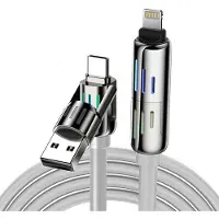 BlitzWolf BW-HDC6 4-in-1 USB-C/USB-A to USB-C/Lightning cable 1.2m 240W RGB (gray)