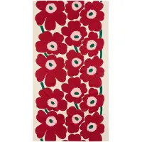Marimekko Unikko pöytäliina Off white-cranberry-ruusu, 135x250 cm
