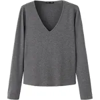 Mango Fitted V-Neck T-Shirt - Grey - S