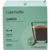 Caprisette NESCAFÉ Dolce Gusto -koneisiin sopivat kahvikapselit Lungo, 16 kpl.