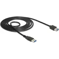 DeLOCK 3.2 Gen1 USB-A -jatkokaapeli, uros-naaras, 3m, musta