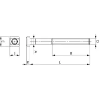 AMF T-urapultti DIN 787-8.8 M20x20x200mm