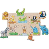Goki Puupalapeli - - Äidin ja pikkuisen paloilla varustettu palapeli - 6 palasta - 12 kuukautta - 3 vuotta - Beige
