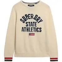 Superdry for woman. W6110629A Beige Intarsia Graphic Sweater (XS), White, Casual, Cotton