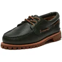 Timberland for woman. TB0A2GNVANM1 Green Authentic Leather Boat Shoes (36 W), Flat, Laces, Casual