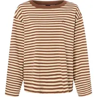 BOSS for woman. 50569012 Ewa Stripe brown long-sleeved T-shirt (S), Casual, Cotton, Long sleeve