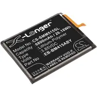 123accu Samsung älypuhelinten Galaxy M51 / SM-M515 yhteensopiva akku 6800mAh