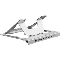 Conceptronic DONN35S, Kannettavan tietokoneen teline, Hopea, Alumiini, USB 3.2 Gen 1 (3.1 Gen 1) Type-C, 5000 Mbit/s, 100 W