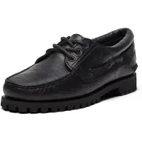 Timberland for woman. TB0A2GNVW021 Black Authentic Leather Boat Shoes (37 W), Flat, Laces, Casual