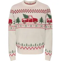 Only & Sons Neulepaita 'ONSX-MAS 1' beige / vihreä / punainen