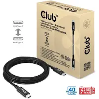 Club 3D USB4-C Gen3x2 -kaapeli, 40Gbps, PD3.1 5A 240W, 3m, musta