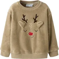 Name it Neulepaita 'NMNREINDEERS' tummabeige / tummanruskea / punainen