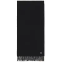 Calvin Klein Emblem 2-Tone Fringe Mw Scarf - Black - ONE SIZE