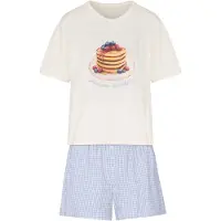 Hunkemoller Pj Ss Short Vis Co Woven Check - Cream - M
