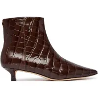 Ralph Lauren for woman. 802P18303001 Embossed brown leather Francesca ankle boots (38), 3 to 5 cm, Zip, Casual