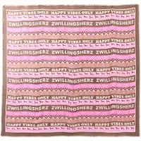 Zwillingsherz Huivi 'Happy Vibes' ruskea / roosa / valkoinen