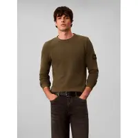Calvin Klein Jeans Ls Waffle Badge Crewnk Tee - Khaki green - M