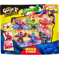Heroes Of Goo Jit Zu Marvel Mega Mini 6-pakkaus - Pehme ja joustava tahmainen Mini Heroes - Ironman, Spider-Man, Captain America, Miles Morales,