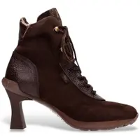 Hispanitas for woman. HI265145 Brown Saigon leather ankle boots (39), 5 to 8 cm, Laces, Zip, Casual