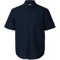 Selected Slmregclaus Clay Linenblend Ss Sht Noos - Navy - M