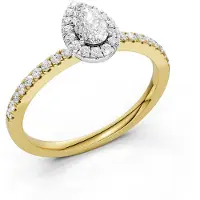 Midem Amsterdam Halo timanttisormus 0.50ct keltakulta-175