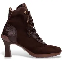 Hispanitas for woman. HI265145 Brown Saigon leather ankle boots (41), 5 to 8 cm, Laces, Zip, Casual