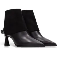 Hispanitas for woman. HI265070 Black leather Paris ankle boots (41), 3 to 5 cm, Zip, Casual