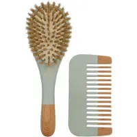 Bachca Paris Baby Kit Brush 100% boar small size + wooden comb Blue