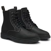 BOSS for man. 50574167 Black Ferling leather boots (45), Flat, Laces, Casual