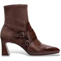 Hispanitas for woman. HI254304 Brown Atlanta Leather Ankle Boots (39), Beige, 5 to 8 cm, Buckle, Casual
