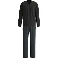 Calida Pitkä pyjama 'Relax Streamline' kyyhkynsininen / musta