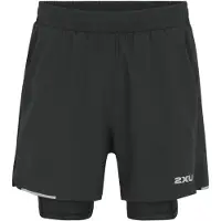 2XU Men's Aero Mesh 2-In-1 5 Inch Shorts Black/silver Reflective Urheilushortsit XL