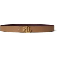 Lauren Accesorios Logo Reversible Pebbled Leather Belt - Brown - M