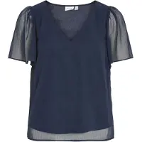 Vila Vifalia V-Neck S/S Top - Noos - Navy - 36