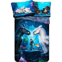 Jerry Fabrics How To Train The Dragon -pussilakanasetti, 140 x 200 cm + tyynyliina 70 x 90 cm