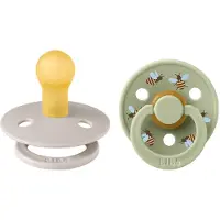BIBS Studio Colour Bumblebee 2-pack Pyöreitä Lateksituttia Mushroom Mix Mushroom Mix 0+ Months Harmaa 0+ kuukautta Pojat, Tytöt
