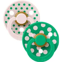 BIBS Studio Colour Polka Tutti 2-pack Lateksi Koko 1, Petal/Cactus