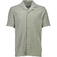 Lindbergh Jacquard Checkered Towel Resort Shi - Khaki green - XXL