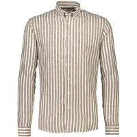 Lindbergh Wide Striped Cotton/Linen Shirt L/S - Beige - XL