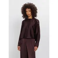 Dante6 -Leiva Bold Satin Button Detail Top - Burgundy - 40