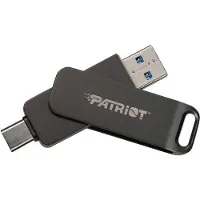 Patriot – Patriot Rage R550 USB Flash Drive 32GB Black Metal Housing USB-C and USB-A 3.2 Gen 1 Read Speed Up to 100MB/s Driver-Free Swivel Design with Hanging L (PE32GR550DSAD)