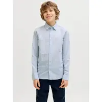 Jack & Jones Jjebreeze Linen Blend Shirt L/S Sn Jnr - Blue - 128