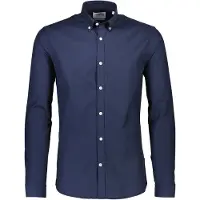 Lindbergh Yarn Dyed Oxford Superflex Shirt L/S - Navy - M