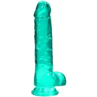 Realrock Crystal Realistic Dildo, Realistinen dildo imukupilla 21 cm Turkoosi