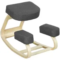 Aosom Ergonomiška klūpėjimo kėdė, beržo mediena, tamsiai pilka, 120 kg maksimaliai apkrovai