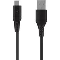 FIXED USB-A to USB-C Silicone cable - 0.3m - Black