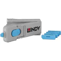 Lindy 40324, Portin lukitsin + avain, DisplayPort, Sininen, Akryylinitriilibutadieenistyreeni (ABS), 5 kpl, Muovipussi