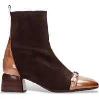 Hispanitas for woman. BHI265016 Brown leather Varsovia ankle boots (36), Beige, 1 to 3 cm, Zip, Casual
